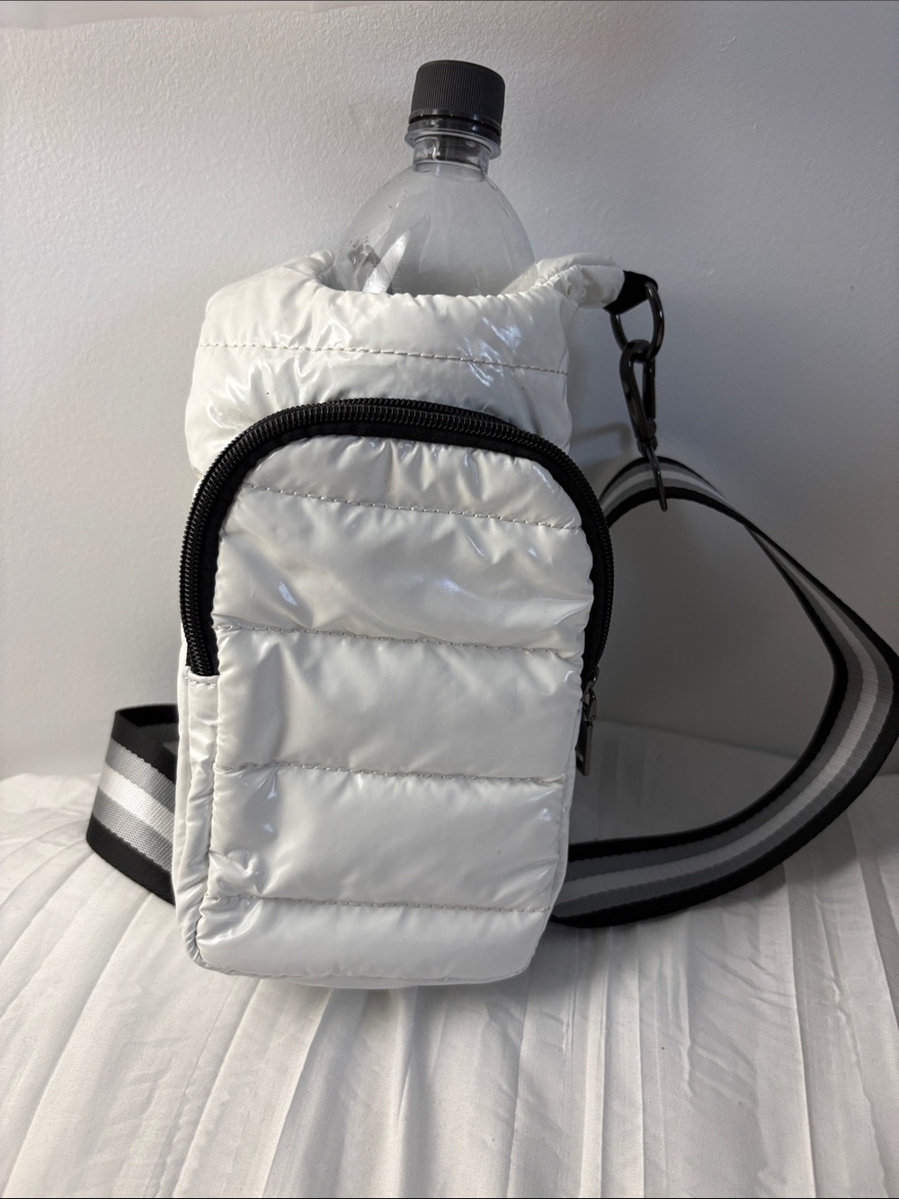 Wander Black Quilted Travel Pouch with Strap